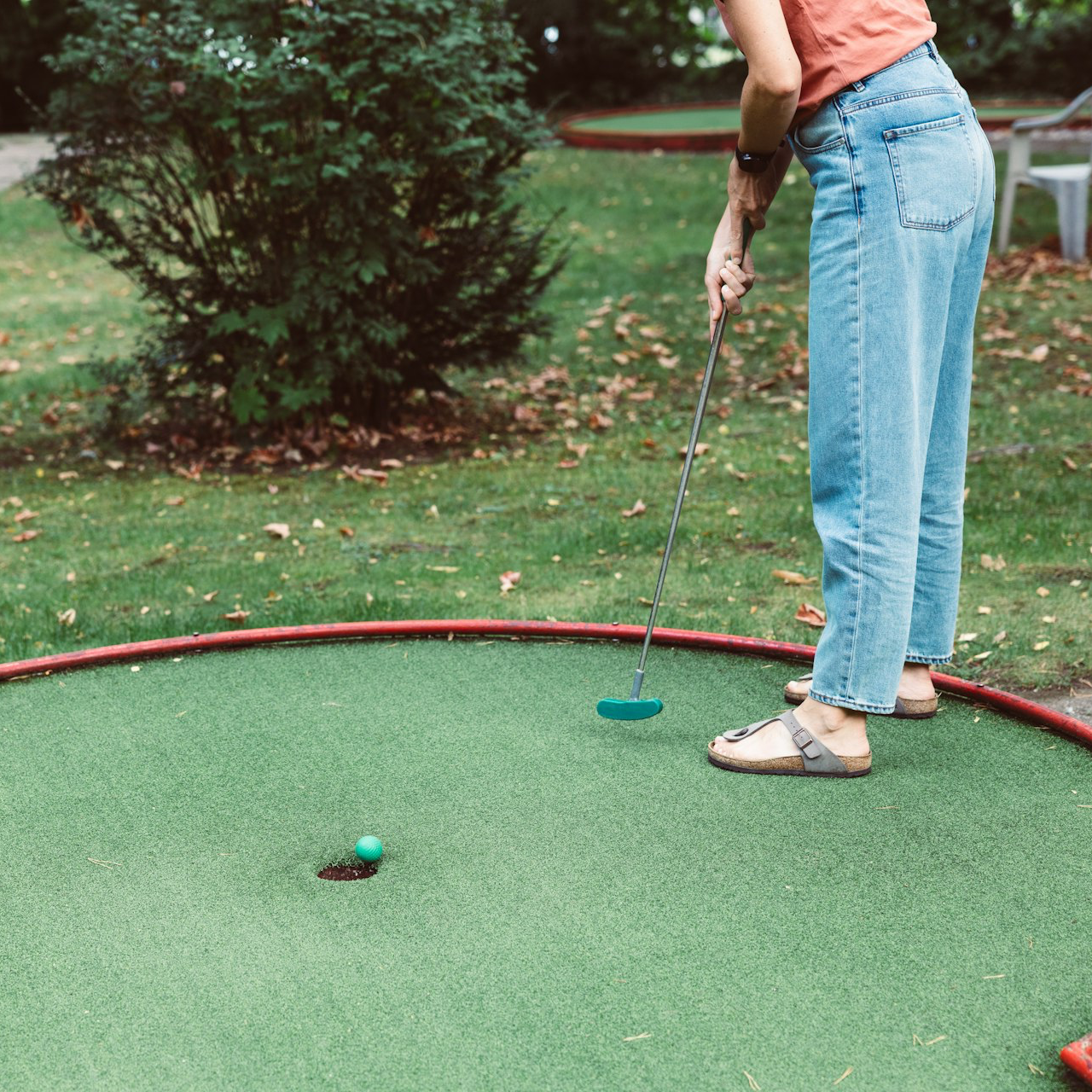 a person playing golf